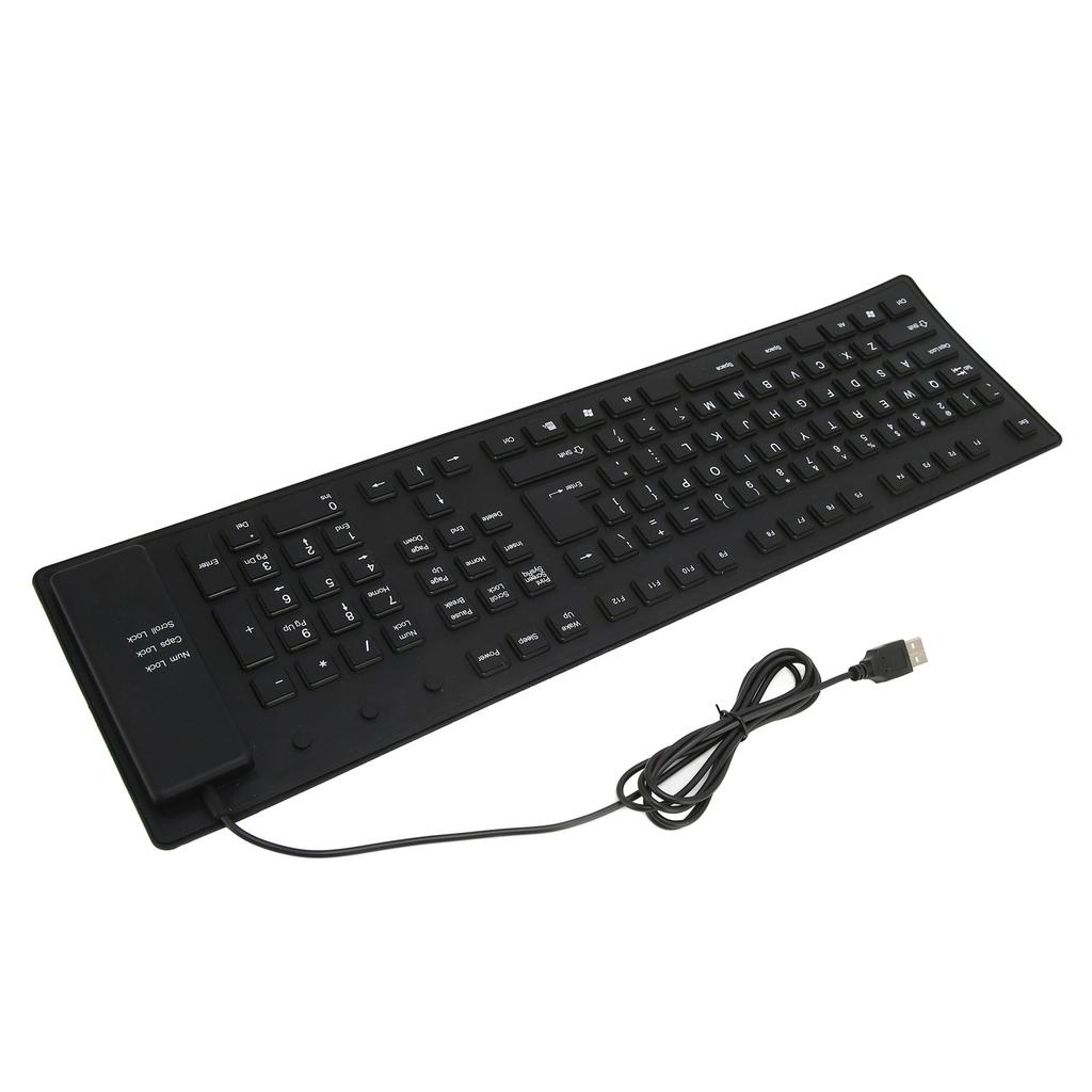 109 Keys Foldable Silicone Keyboard Quiet Waterproof Dustproof USB Wired Flexible Keyboard for Desktop Laptop