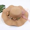 Fashion Summer Wavy Straw Hat Women's Sun CapBeach Eaves Flower Bow Caps