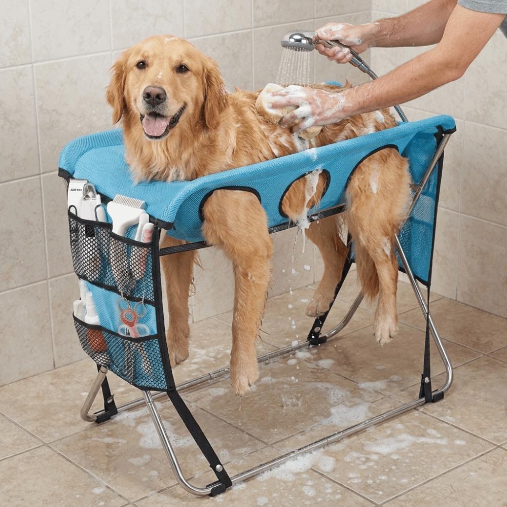 Anti-Scratch Pet Bathing Rack Quick Dry Mesh Dog Grooming Table Nail Trimming