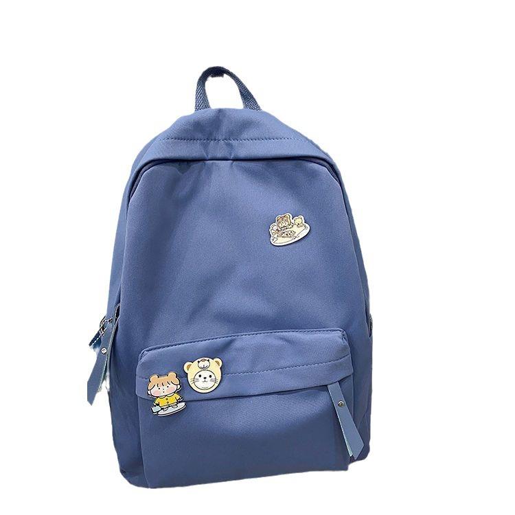 

Backpack Shoulder Solidcolor Bag High School Students Junior High Gift Unisex синій