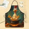 1pc Fun Rooster Pattern Polyester Apron with Adjustable Neck Strap And Large Pocket - Ideal for Baking, Cooking, And Home Use - Perfect Couple Gift, K