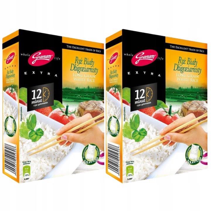 Melvit Granum Ryż biały długoziarnisty 100 g x 4 sztuki x 2 sztuk