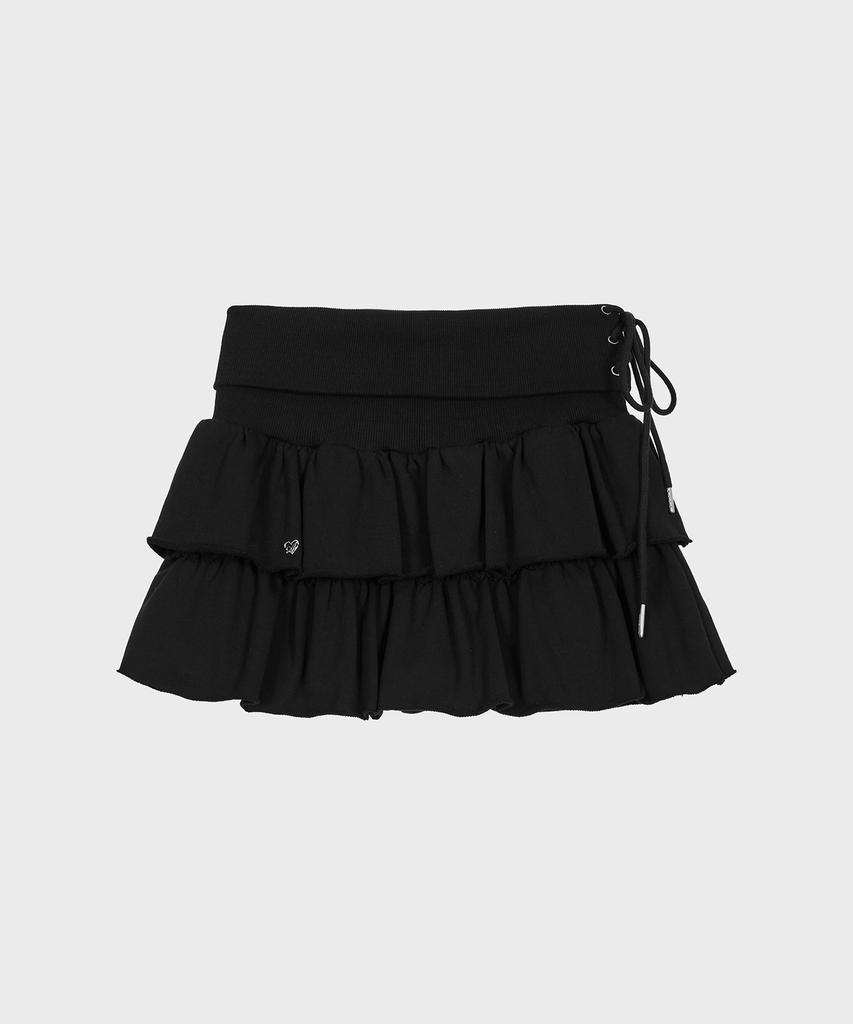 Alkialka Ruffle Jersey Skirt (Black)