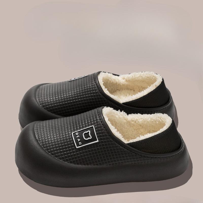 Waterproof Indoor Warm Bags for Women's Cotton Shoes and Anti-slip Plush Slippers