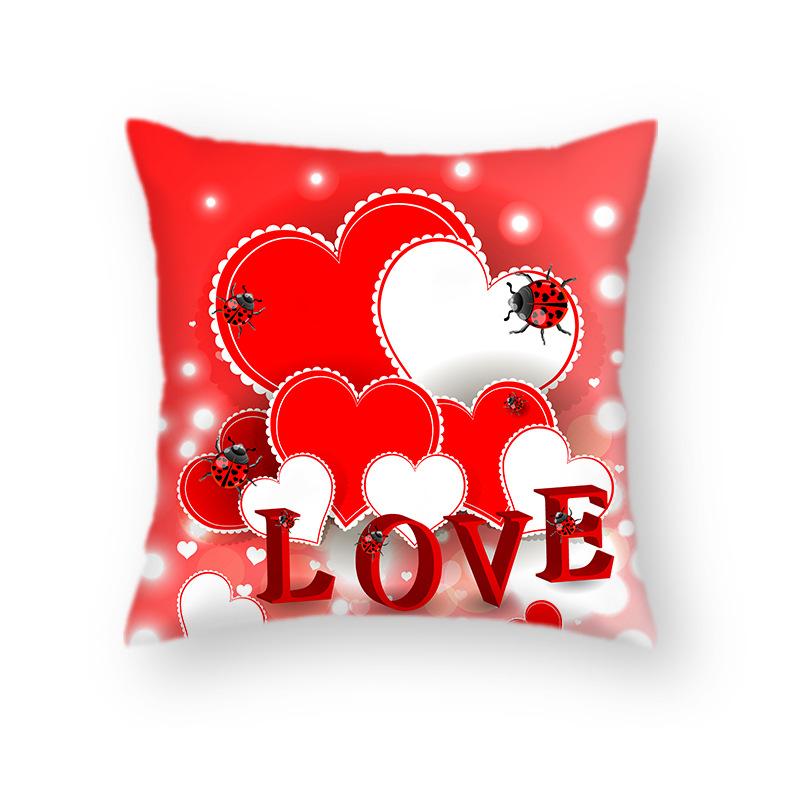 Nordic Red Sofa Pillow Love Pillow Case Ins Style Flower Couple Wedding Hug Valentine's Day Decoration Pillow Case