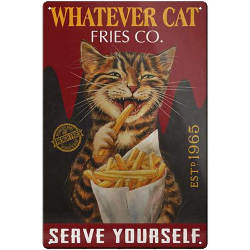 Cat Metal Tin Signs Baking Because Murder Is Wrong Wall Posters Plaque Vintage Iron Painting Decoration for Home Cafe Club Ba