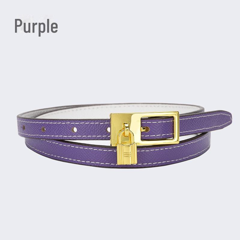 Women's Fashion Leather Belt with Lock Pin Buckle and Adjustable Pockets - Slim All-Match Design