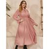 Frühlings- und Herbst-Damenkleid, großes Kleid, gepunktet, lockere Langarm-Kleider