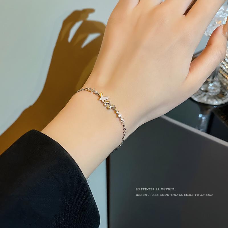 Micro-inlaid zircon butterfly bracelet women's light luxury niche design girlfriend bracelet retro super fairy spring jewelry