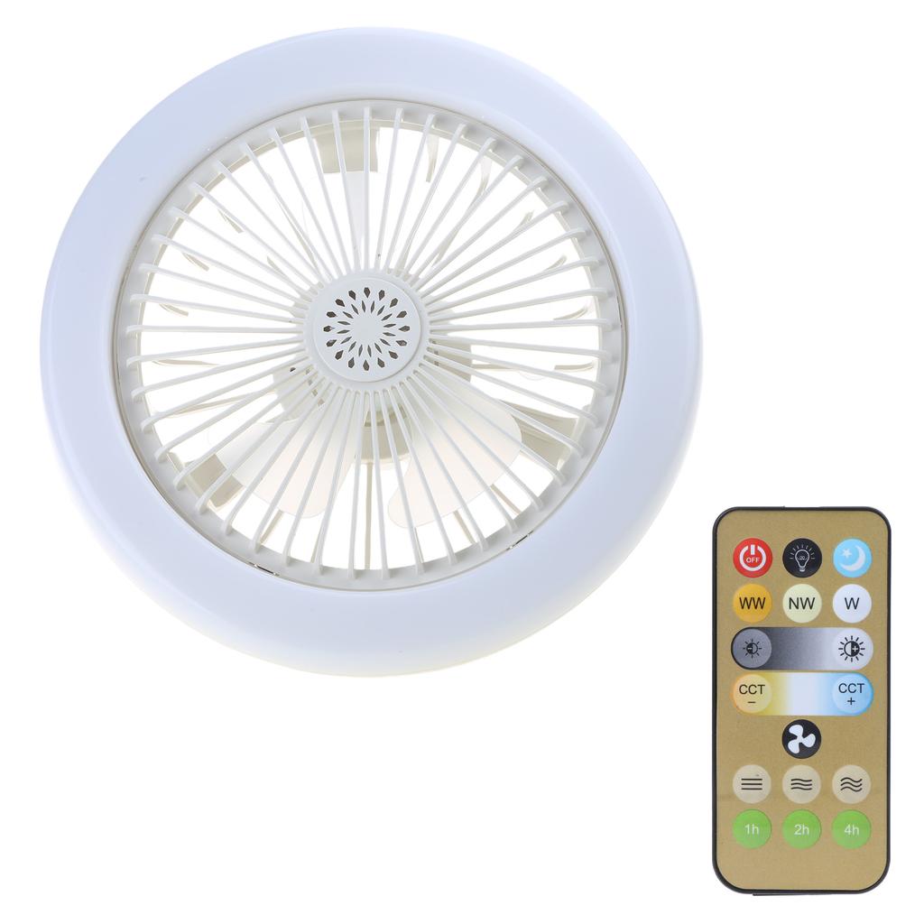 Smart Ceiling Fan 10'' 3-Blade with Remote Control, E27 Converter Base 3 Wind Speed, Dimmable LED Light Kit for Home