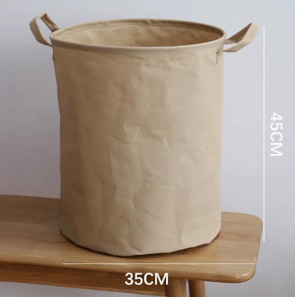 Cotton and linen Japanese fabric dirty clothes basket folding large dirty clothes bucket clothes storage bucket drawstring