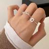 Elegant Small Geometric Flower Ring: Adjustable Open Design for Women