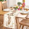 Vintage Easter Bunny Table Runner Polyester Rabbit Eggs Flower Table Cover Easter Decoration For Home Kitchen Dining Table Decor