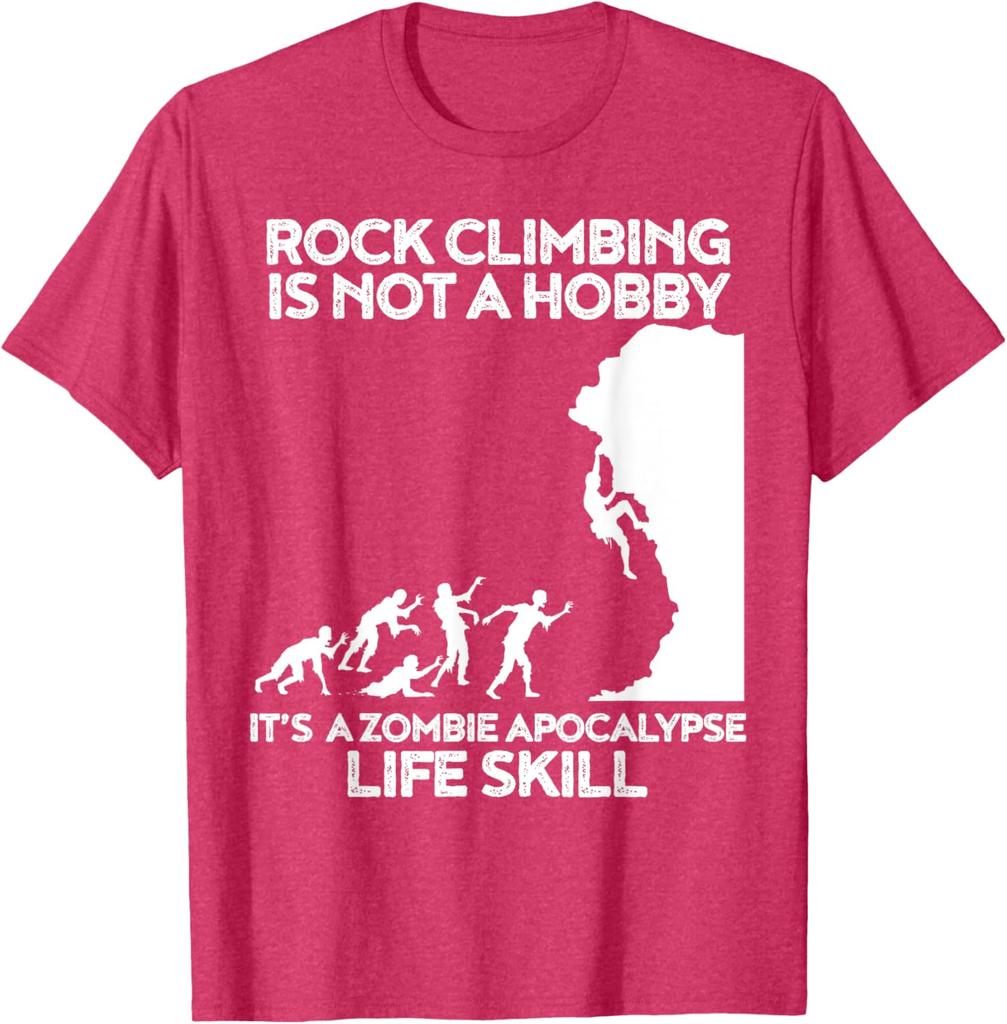 Rock Climbing Zombie Apocalypse Life Skill Graphic Tee Mens Soft Cotton TShirt Climbing Sport