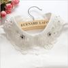Adult Detachable Shirt Fake Collar Women Solid Color Lace Beads False Collar Blouse Tops Sweater Decorative Half Shirt Decor