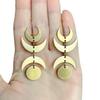 Bohemia Gold Color Stainless Steel Crescent Moon Sun Dangle Earrings for Women Halloween Triple Moon Goddess Amulet Jewelry Gift