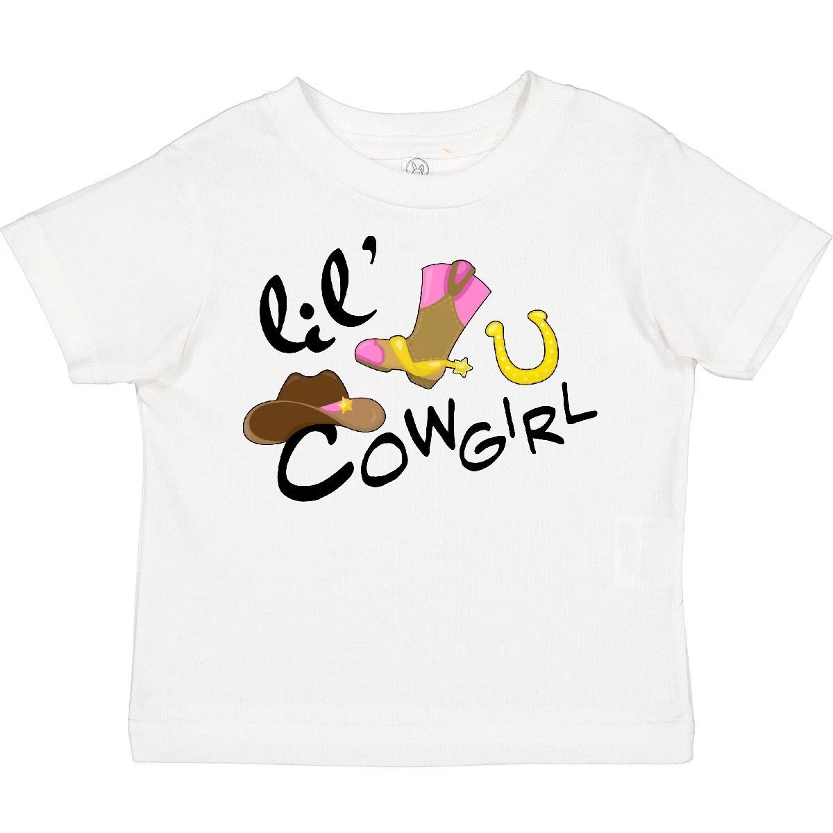 Inktastic Lil Cowgirl Toddler kids boys T-Shirt Children Future Job Little Hat Star Boots 100