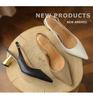 New retro pointed high heels beige bag head sandals women's stiletto middle heel empty single shoes