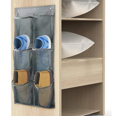 6 Grids Wall-mounted Sundries Organiser Non-woven Fabric Closet Storage Mesh Bag Pocket Clear Hanging Over The Door Cloth Box