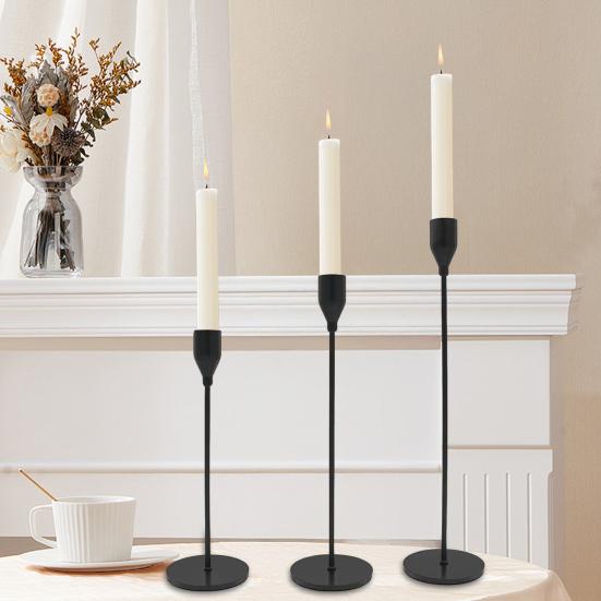 3/6Pcs/Set Vintage Tall Metal Candlestick Pillar Taper Candle Holder Home Living Room Christmas Wedding Party Candle Stand Dining Table Centerpiece