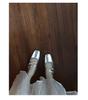 2025 New French Low-heeled Silver Mary Jane Shoes Square Head Thick-heeled Sandals Fairy Fairy Style Evening Empty Single Shoes