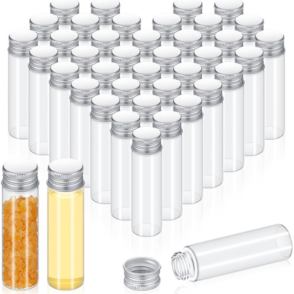 Tiny Jars with Aluminum Screw Lids 15ml Small Glass Bottles Clear Mini Vials Metal Caps Top Sample Message Bottle Jewelry Beads
