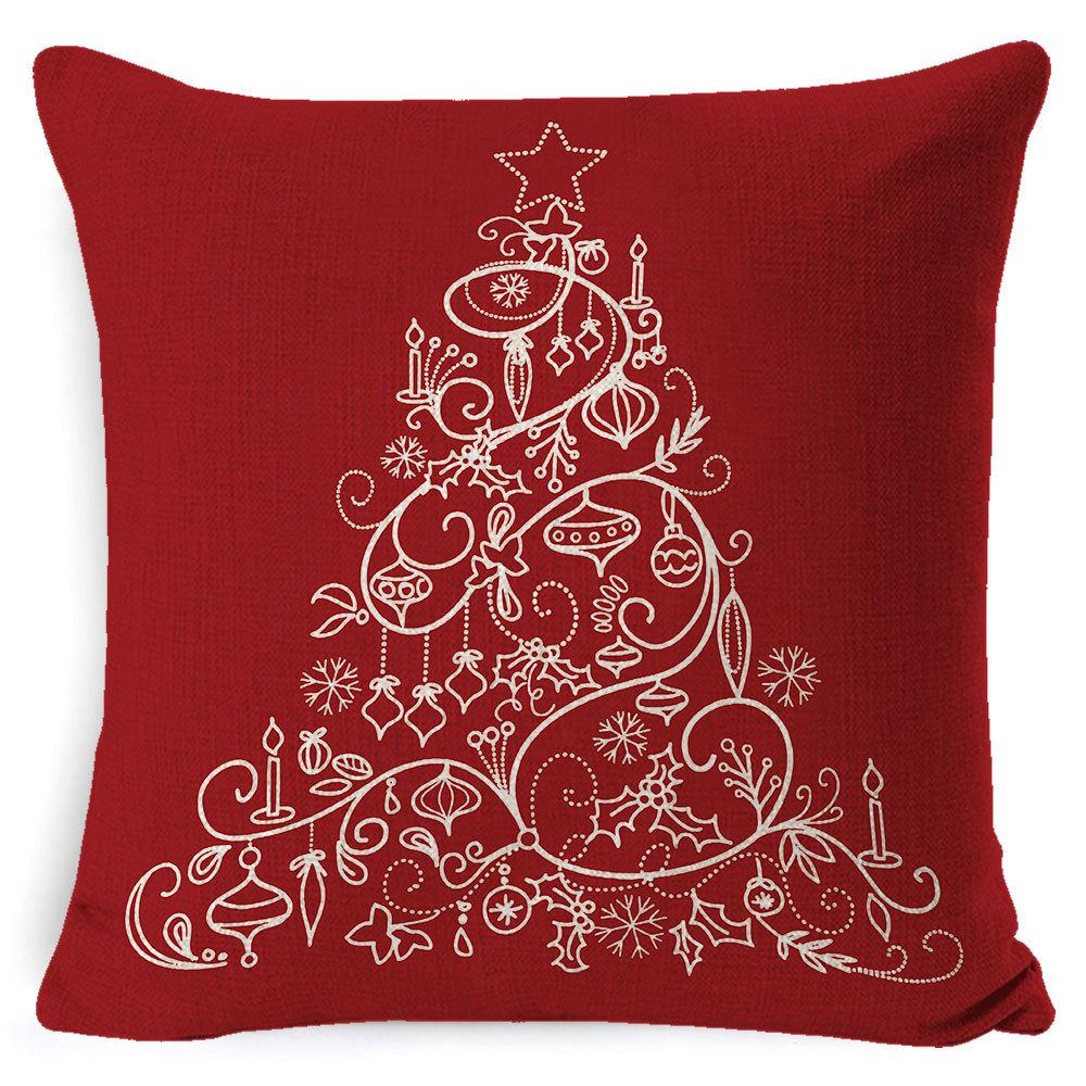 Christmas Celebration Pillow Elk Snowman Festive Cushion Cover Red Sofa Back Cushion Pillow Cover