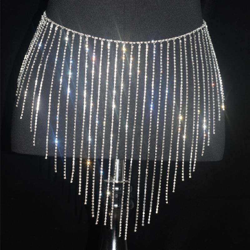 Waist Chain Body Chainsexy Shiny Tassel Rhinestone Skirt Belly Dance Body Chain