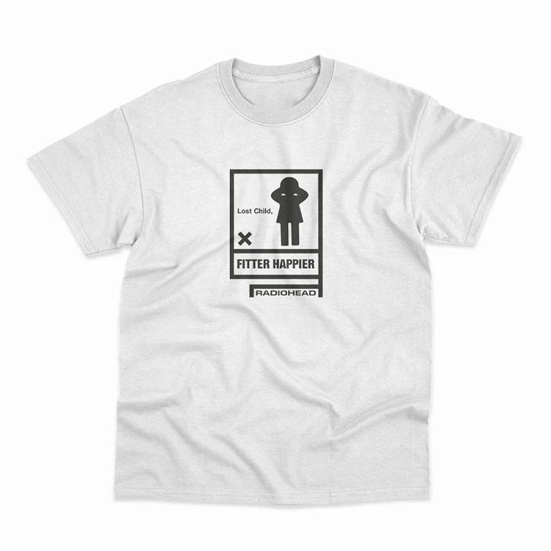 Y2K Retro T Shirts OK Computer Album Radiohead Radiohead Rock Punk Vintage Loose Men's Short Sleeve T-Shirt Unisex