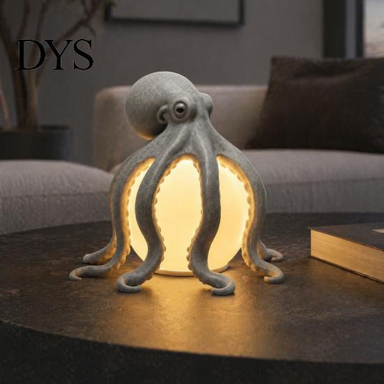 Holiday Housewarming Present 3D Printed Octopus Ocean Table Lamp, Artistic Tentacle Sculpture Decor, Warm Glow Unique Lighting Coastal Nautical Accent