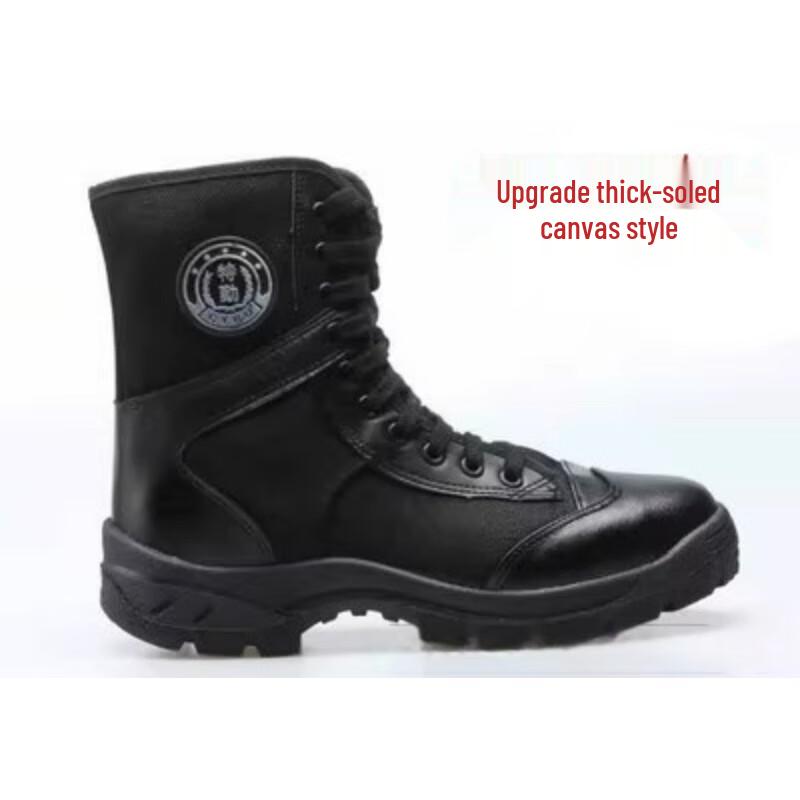 Alliance Messenger Black High-Top Canvas Work Boots EU 35
