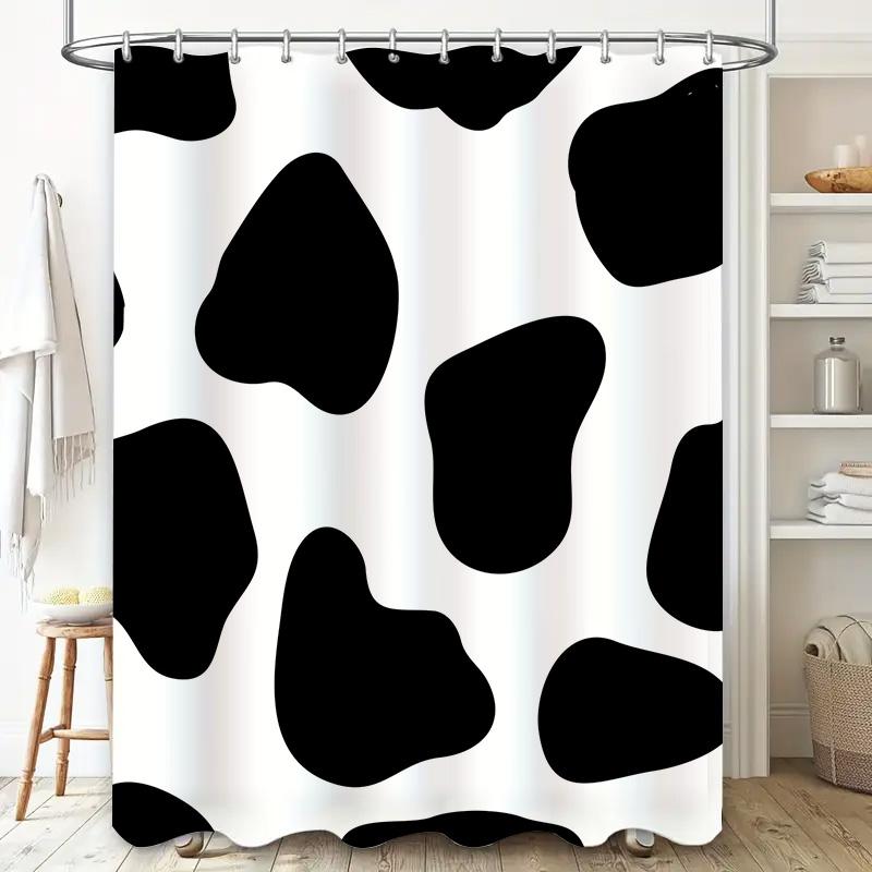 Stylish Animal Print Shower Curtain Black White Cow Skin Pattern for Bathroom Decorations Size: 72 x 84 inches (180x213cm)
