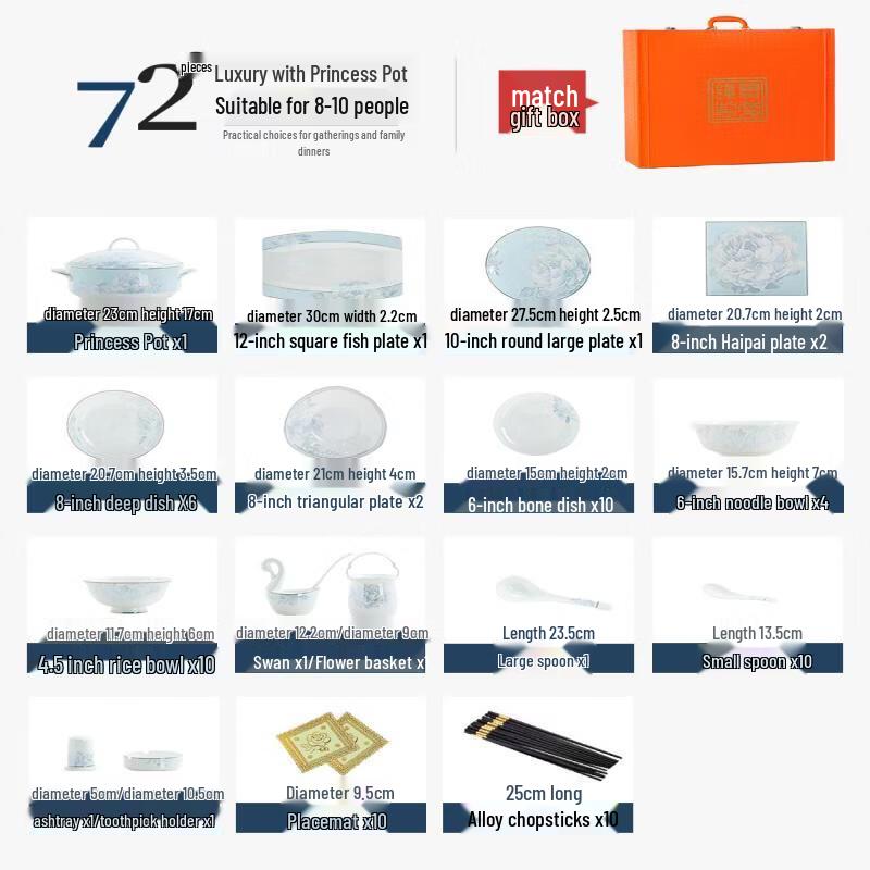 Premium Ceramic 72-Piece Dinnerware Set