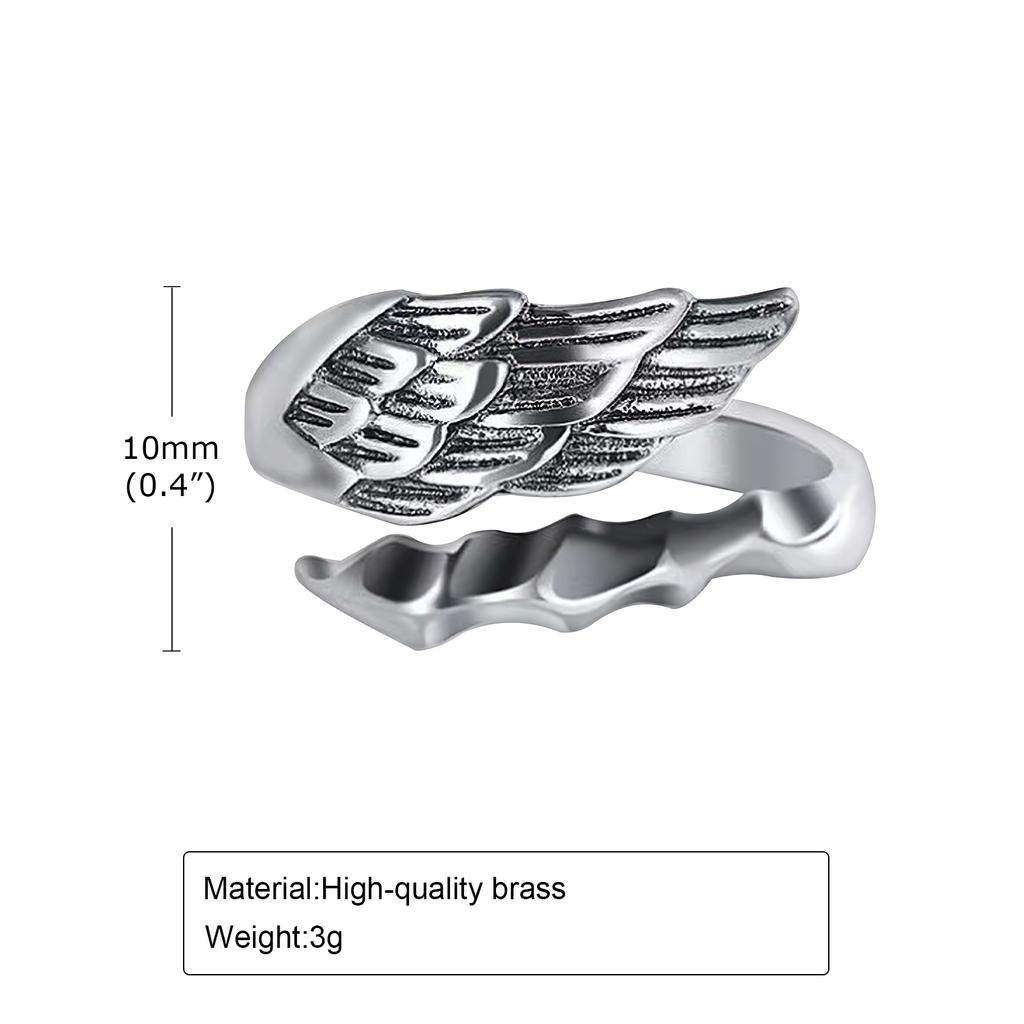 Retro Wings Ring for Men,Gothic Devil Wings Adjustable Metal Ring,Punk Hip Hop Jewelry Gift