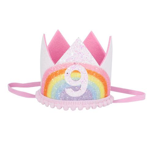 Newborn Baby Rainbow Crown Lace Princess Cute Hairband Headband Baby Infant Boys Girls Birthday Party Show Photo Headdress Gift