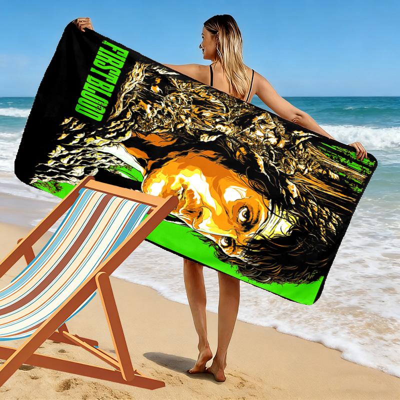 Rambo Print Beach Towel, Large Soft Quick Dry Towel for Beach Camping Swimming