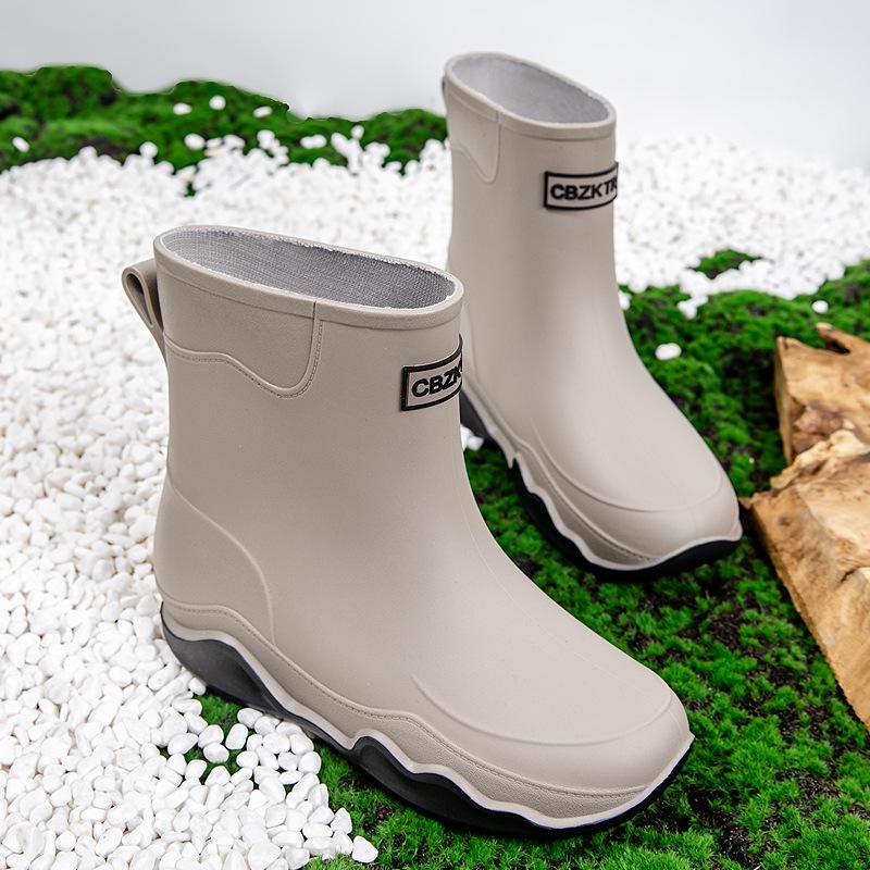 Women s Mid-Calf Outdoor Rain Boots | Non-Slip, Lightweight, Waterproof Rubber Shoes with Edge-Wrapped Design 39 серый