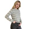 Autumn New Striped Knit Sweater for Women, Crew Neck Long-sleeve Sweater, Loose Versatile Top, European and American Style Fashion Set