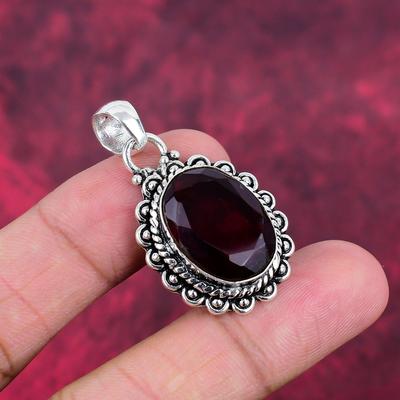 Red Garnet Jewelry, 925 Solid Sterling Silver Pendant, Handmade Gemstone Jewelry Pendant For Memorial Day