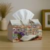 1pc Tissue Box Holder Featuring a Charming European Landscape Design Inspired by The Rooftops of Florence, Made from Durable Polyester, Perfect for Us
