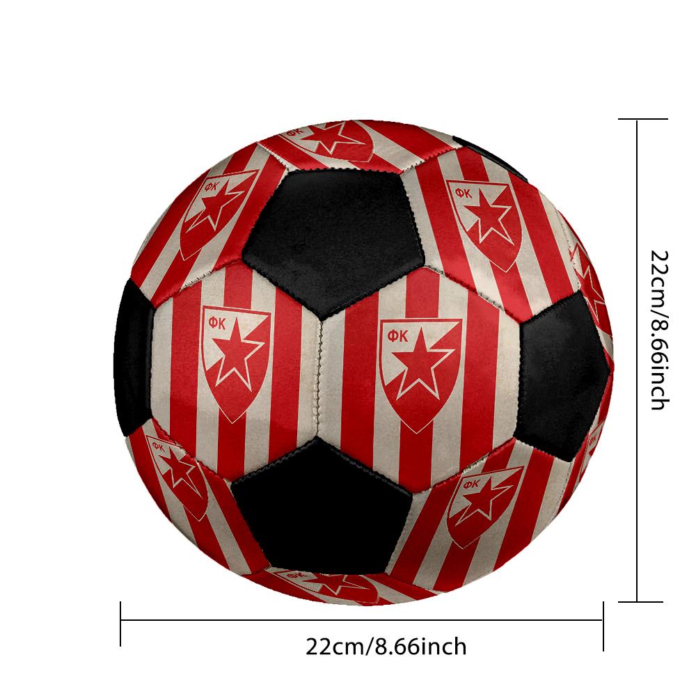 SIZE 5 Red Star Belgrade Soccer Ball Colorful All Ages Machine Stitched PVC Competition Ready Durable High-Bounce