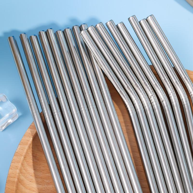 50/5x Stainless Steel Straw 304 Metal Drinking Straw for Party Kitchen Smoothie Milkshake Cocktail Hot Drinks Straight and Bent