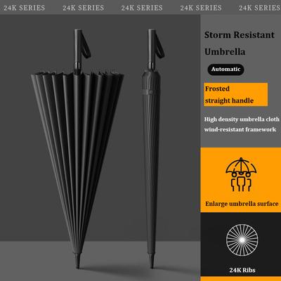 Yarı Otomatik Düz Saplı İpli Şemsiye Erkekler İçin Buzlu Sap İş Şemsiyesi Güçlü Rüzgara Dayanıklı Kadın Güneş Şemsiyesi