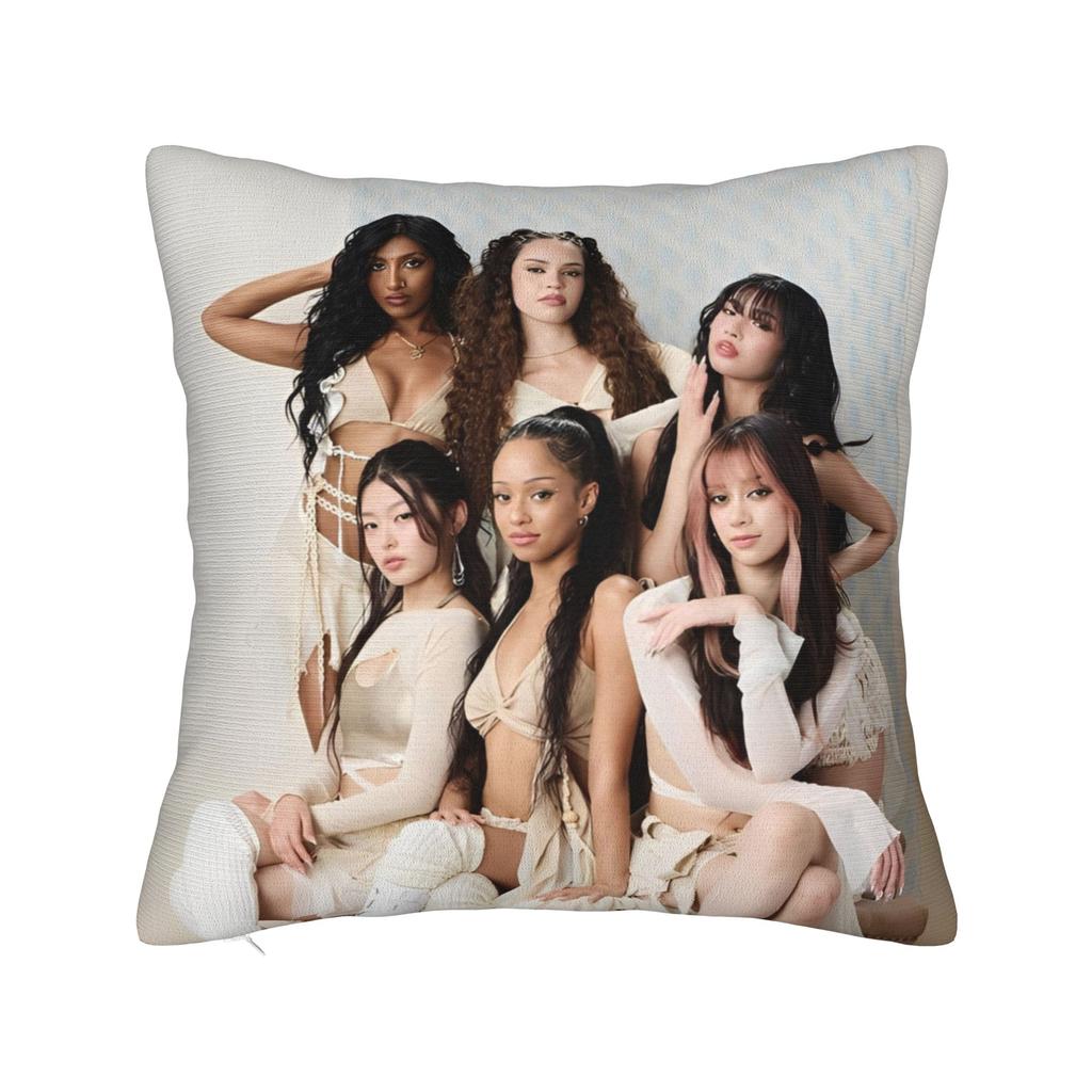 Katseye Merch Sad Square Pillow Case Polyester Cushions For Sofa Pop Music 45*45Cm Cushion Covers