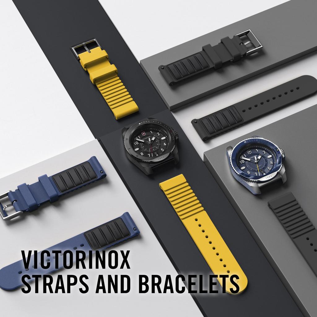 Watch Band 21mm Rubber Strap D1 Pin Buckle Watch Strap Replacement Strap Lightweight Breathable Black [Victorinox] Tool-free [] V.60028