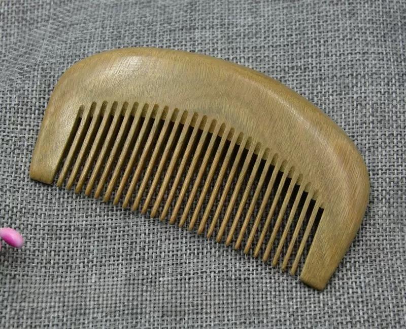 Custom Logo Natural Green Sandalwood Hair Combs