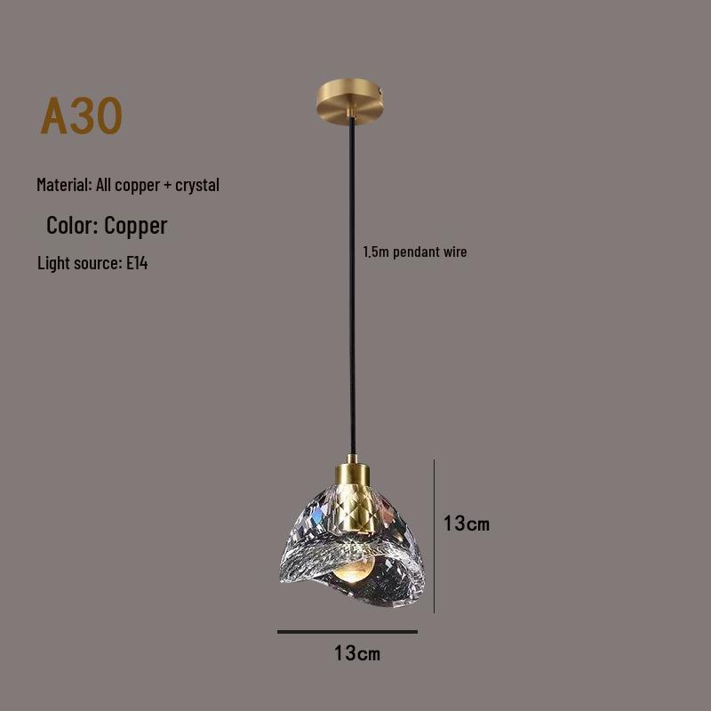 Luxury All-Copper Crystal Chandelier Pendant for Restaurants and Bedrooms