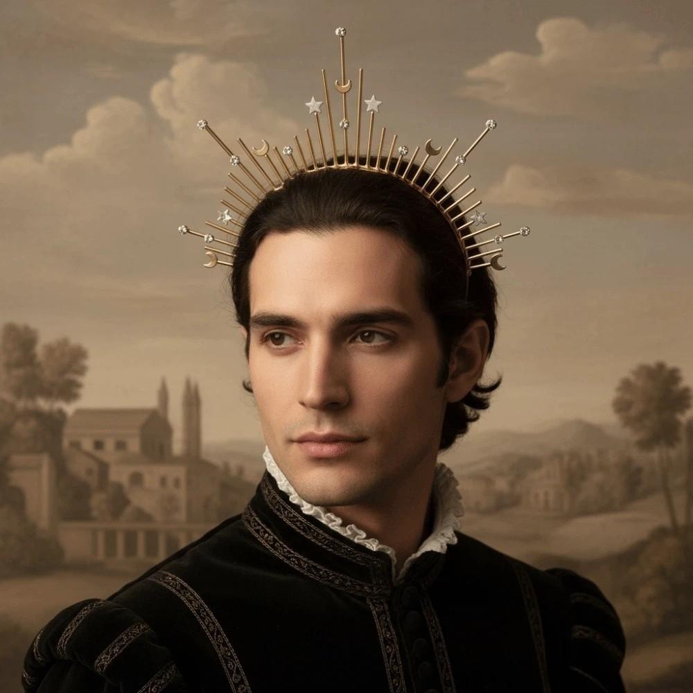 Gothic Spiked Hair Hoop Headpiece Renaissance Cosplay Headband Women Glory Sun Crown  Wedding