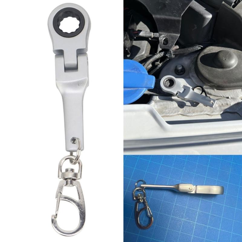 Flexible 10mm Ratchet Wrench Metal Keychain with 180 Degree Flexible Rotation Head for Fastening Application