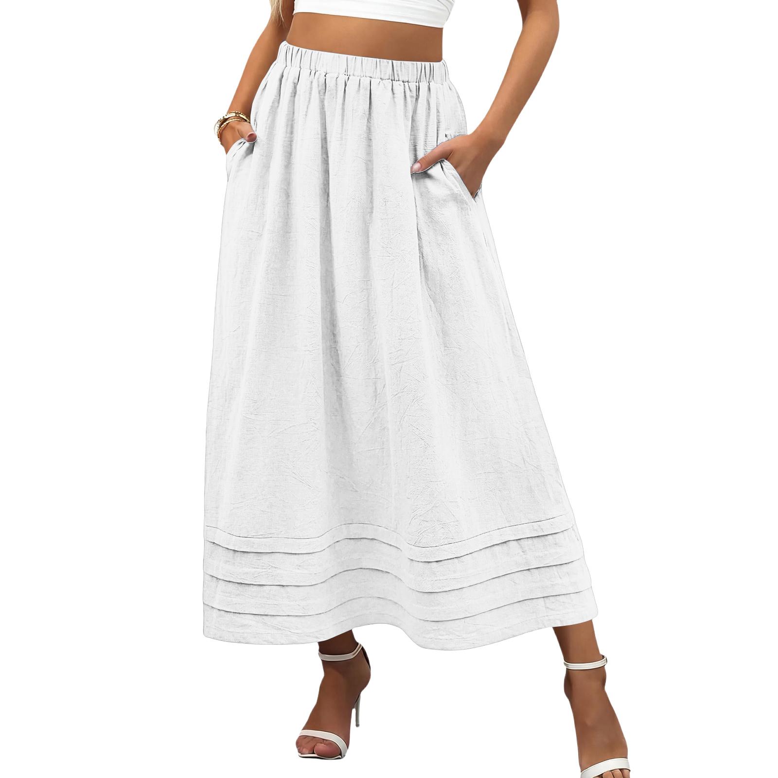 

Women s Fashion Loose-Fit -Color Casual Skirt XL білий